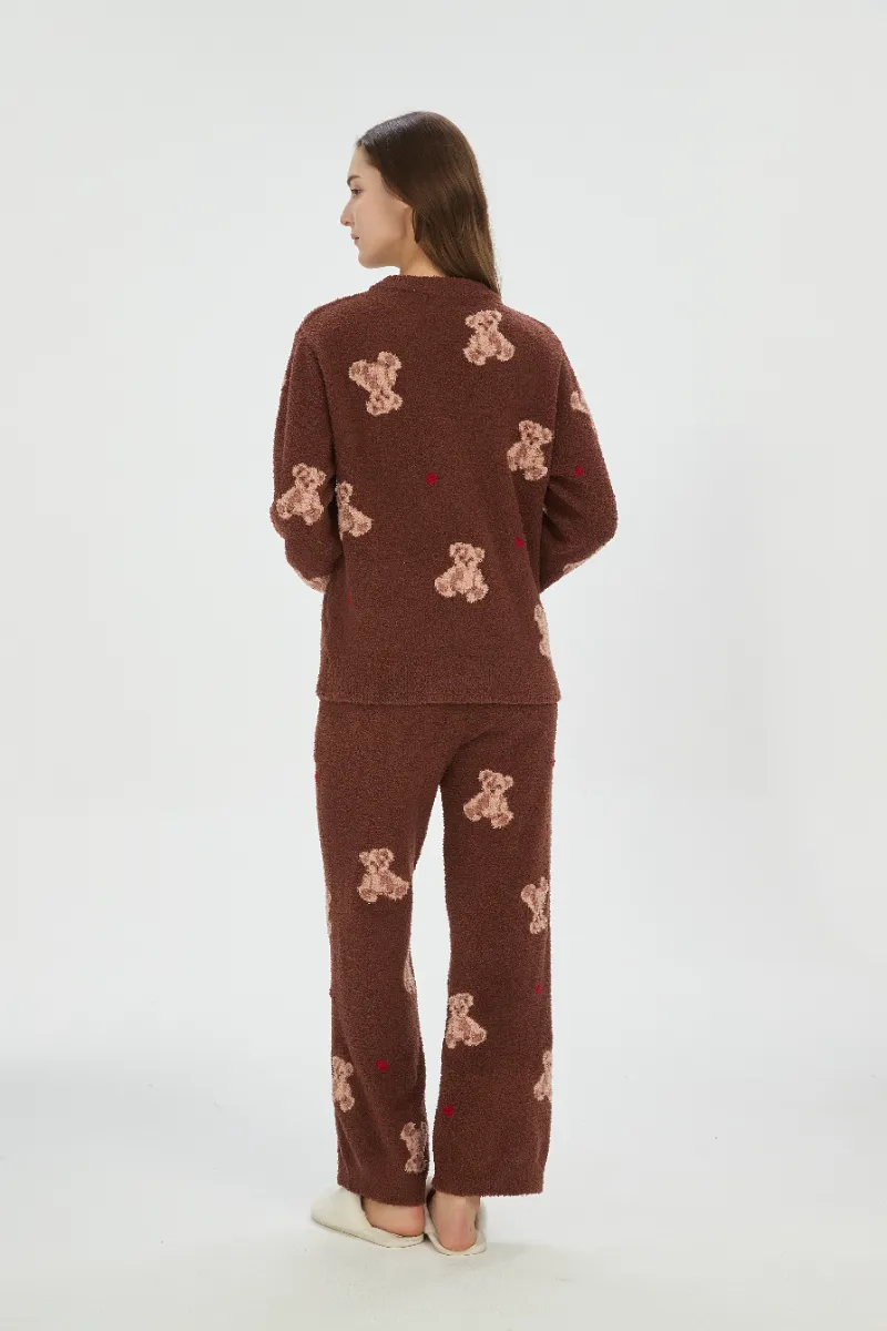 Brown mollis vellus Pyjamas pro Women