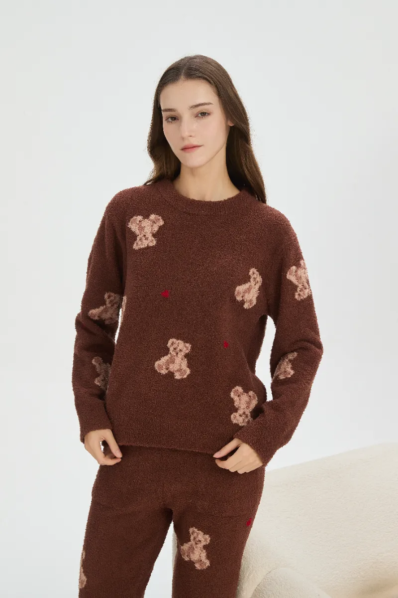 Brown mollis vellus Pyjamas pro Women