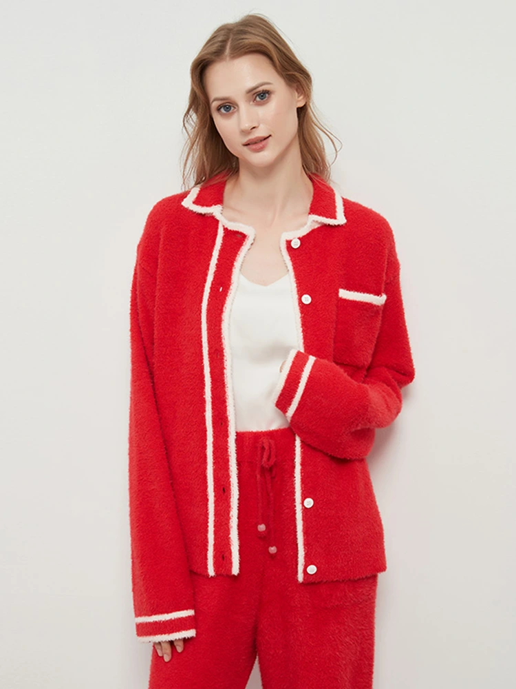 Dimidium holoserica feminarum vertente-down torquem cardigan loungewear