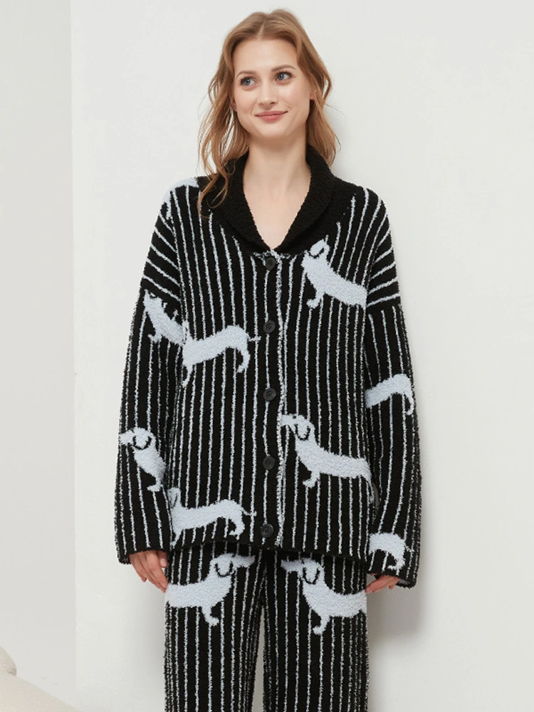 Dimidium holoserica feminarum vertente-down torquem cardigan loungewear