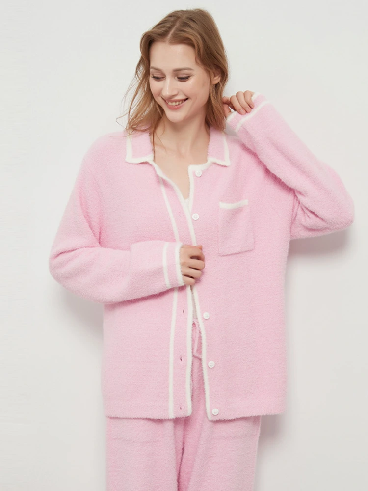 Dimidium holoserica feminarum vertente-down torquem cardigan loungewear