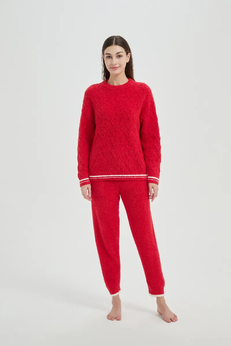 Solve Fit Plush Red Women vellus Pyjamas Set